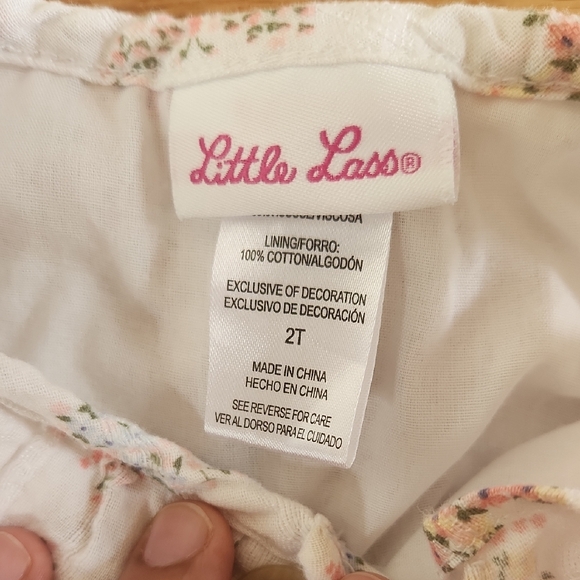 Little Lass White Floral Dress with Pink Bike Shorts 2T - Picture 4 of 17